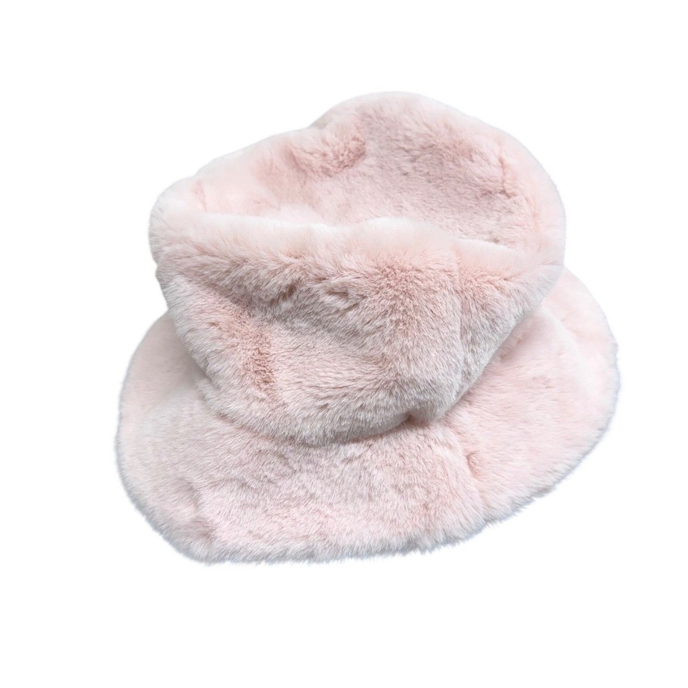 Nordstrom Pink Faux Fur Bucket Hat English Winter Cap One Size NEW
